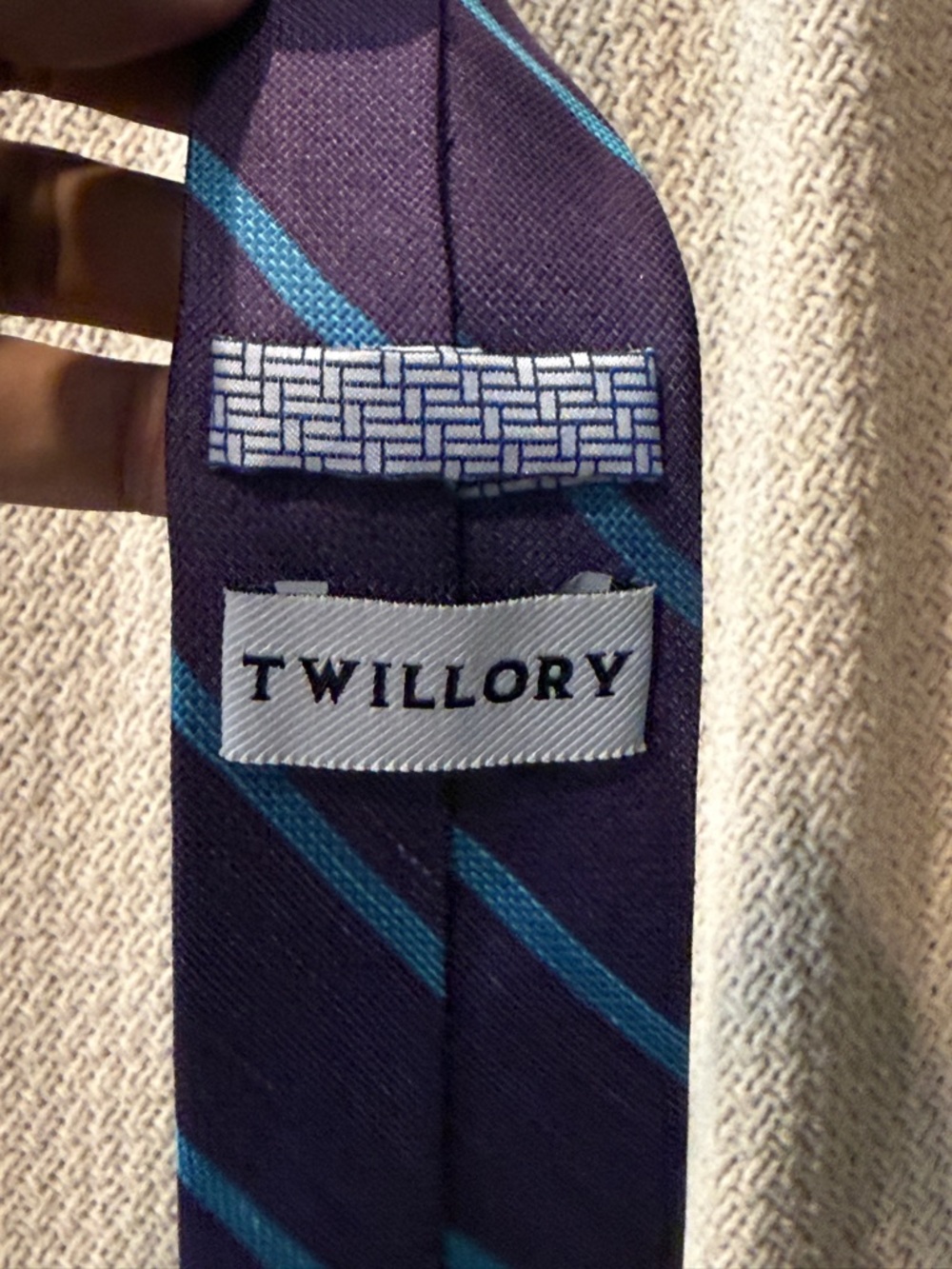 Twillory Purple Stripe Silk Tie with Teal Accents